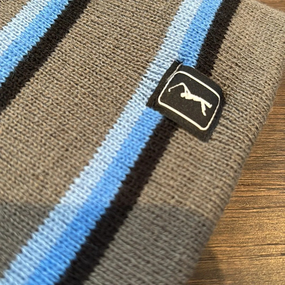 PGA Tour Knit Winter Beanie/hat - Quite Shade Gray-blue/Black Striped,Golf - Picture 4 of 5